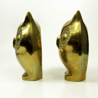 Mod Vintage Brass Owl Bookends HEAVY MCM Mid Century Home Decor 3