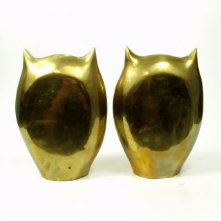Mod Vintage Brass Owl Bookends HEAVY MCM Mid Century Home Decor 5