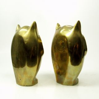 Mod Vintage Brass Owl Bookends HEAVY MCM Mid Century Home Decor 6