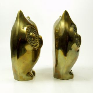 Mod Vintage Brass Owl Bookends HEAVY MCM Mid Century Home Decor 7