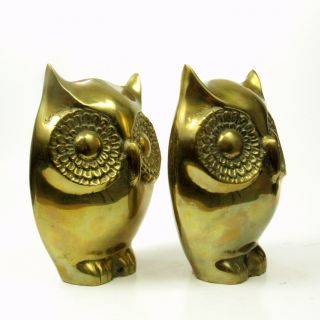 Mod Vintage Brass Owl Bookends HEAVY MCM Mid Century Home Decor 8