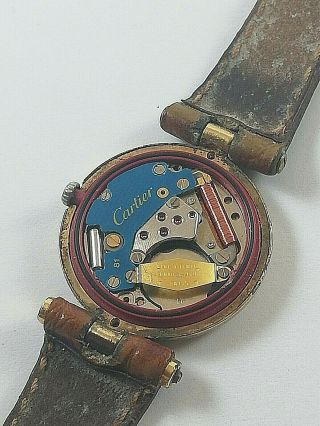 Vintage Must de CARTIER Paris 925 Argent Swiss Made Watch Plaque Or G 20M 3