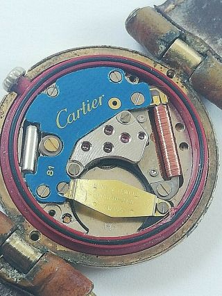 Vintage Must de CARTIER Paris 925 Argent Swiss Made Watch Plaque Or G 20M 4