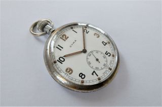 1940 ' S MILITARY CYMA 15 JEWELLED SWISS LEVER POCKET WATCH IN ORDER 2