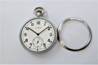 1940 ' S MILITARY CYMA 15 JEWELLED SWISS LEVER POCKET WATCH IN ORDER 3