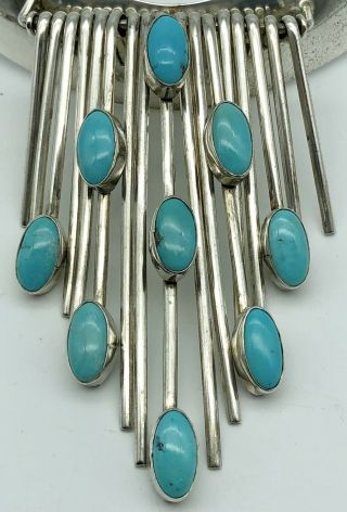 CAROL FELLEY TURQUOISE NECKLACE STERLING SILVER CHOKER COLLAR 99g Vintage 1987 2