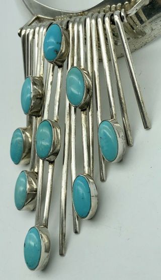 CAROL FELLEY TURQUOISE NECKLACE STERLING SILVER CHOKER COLLAR 99g Vintage 1987 7