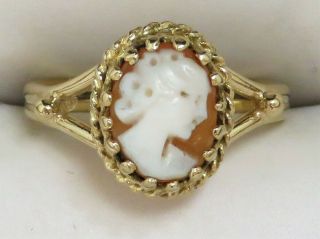 Antique 14k Yellow Gold Cameo Ring Sz 5 (2.  55g)