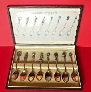 Set Of 8 Reed & Barton Sterling Silver " Harlequin " Coffee Spoons