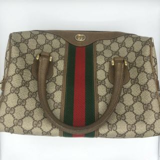 Authentic Vintage Gucci Supreme Leather And Canvas Purse Handbag