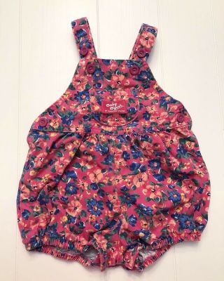 Vintage Oshkosh Vestbak Overalls Floral Bubble Romper 12 18 Months