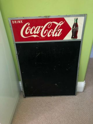 Vintage Metal Coca Cola Chalkboard Sign