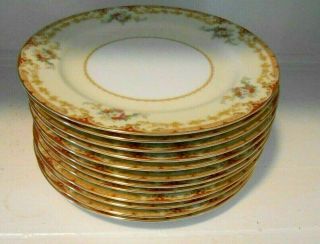 Vintage Noritake 12 Lismore Dinner Plates 10 " Pale Yellow Floral Gold Accents
