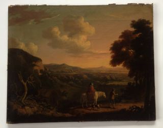 Fine Antique 18th Century Continental School Oil on Canvas - Travellers Landscape 3