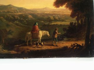 Fine Antique 18th Century Continental School Oil on Canvas - Travellers Landscape 4