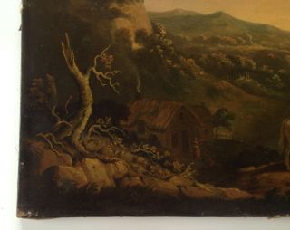 Fine Antique 18th Century Continental School Oil on Canvas - Travellers Landscape 7