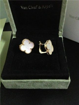 Van Cleef & Arpels Vintage Alhambra 18k Yellow Gold Mother Of Pearl Earrings