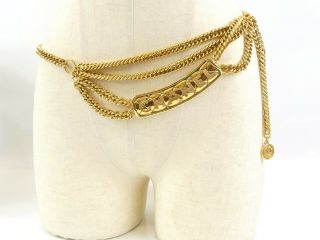 r1724 Auth CHANEL Vintage Gold Plated CC 31 Rue Cambon Paris Charm Chain Belt 3