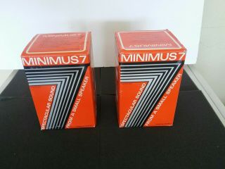 Vintage Nos One Pair Realistic Minimus 7 Black Bookshelf Speakers Nib