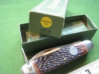 VTG REMINGTON USA R4 Utility Scout Camp Knife Multi Blade & Saw BOX PAPERS 2