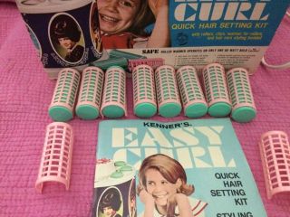 Vintage 1968 Kenner Easy Curl Hot Rollers Curlers,  Clips 2