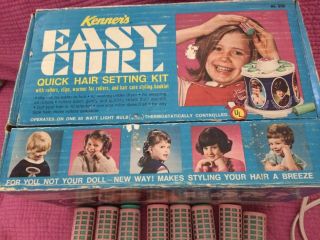Vintage 1968 Kenner Easy Curl Hot Rollers Curlers,  Clips 3