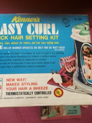 Vintage 1968 Kenner Easy Curl Hot Rollers Curlers,  Clips 5