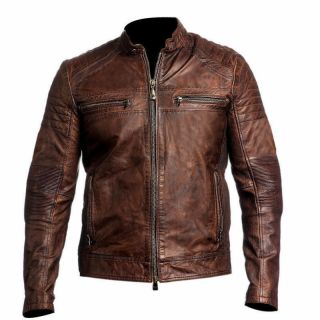 Vintage Biker Cafe Racer 1 Leather Jacket Men 