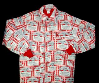 Vintage Budweiser Label Coat Medium Swingster Quilted Vivid Fabulous Usa Ma