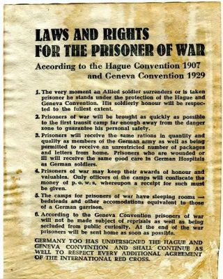 World War Ii Propaganda Leaflet,  Laws And Rights For P.  O.  W.  S