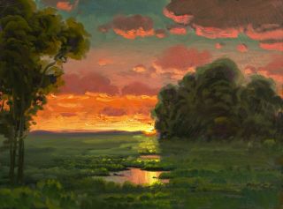 Oil Painting Landscape Western Vintage Art Antique Sunset 77 Max Cole