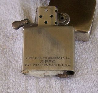 Vintage Zippo 3 Barrel Hinge Lighter 2032685 With Orig Insert 1940 ' s 7