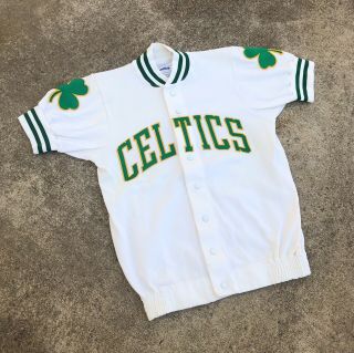 Rare Vintage 80s Sand Knit Boston Celtics Warm Up Shooting Shirt Jersey Size 38