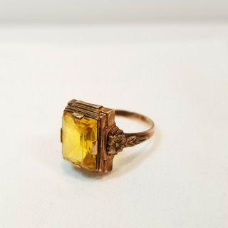 Ostby Barton Ob Ring 10k Gold Yellow Glass Art Deco Nouveau Ladies Antique - J