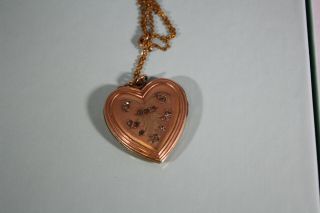 Vintage W&h Co.  Victorian Gold - Filled Gems Heart Locket