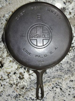 Griswold 704c 8 Cast Iron 10 1/2 " Skillet Large Block Logo Vtg Antique