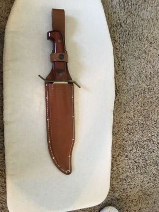 Vintage Coleman Western Usa W49 K Bowie Knife With Leather Sheath