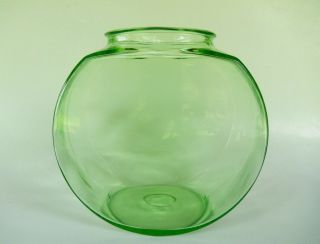 Vintage Vaseline Glass Fish Bowl Green Depression Uranium Glass 3