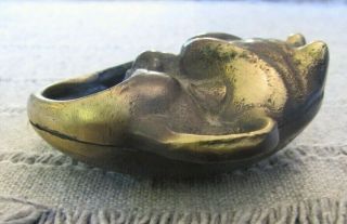 Antique Chinese Brass Bronze Devil Face Incense Burner Open Mouth Halloween 2