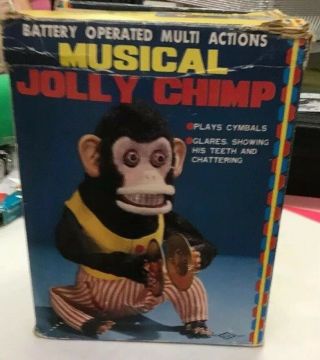 Vintage Battery Operated Musical Jolly Chimp Monkey Box 7