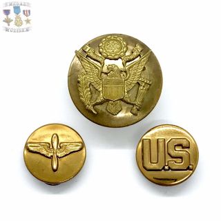 Wwii Us Army Air Corps Collar Insignia Enlisted Cap Badge Ww2 Stock 1
