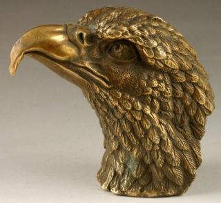 Antique China Old Bronze Carved Unique Vivid Eagle Head Statue
