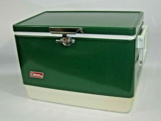 Vintage Coleman Green 28 Quart Ice Chest Cooler Metal Latch 18x11x13