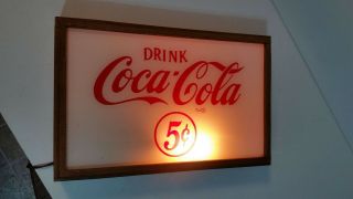 Vintage Drink Coca - Cola 5¢ Coke Soda Fountain Lighted Advertising Sign 2