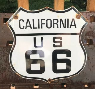 Vintage Route Us 66 California State Highway Street Road Marker Porcelain Sign:a
