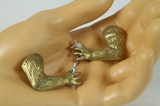 Linda Hesh ' s Hand Shake brass & sterling earrings - Artist made & 2