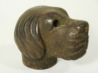 Vintage Carved Dog Head Black Forrest Walnut Wooden Walking Stick Cane Handle