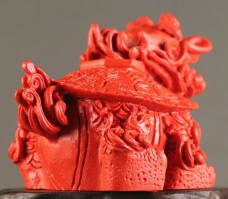Chinese natural cinnabar red jade hand - carved dragon tortise pendant 2.  2 inch 5
