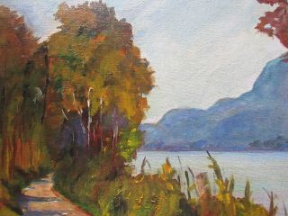 Vintage 1960 ' s Impressionist England Autumn Landscape Oil Painting,  Signed 4