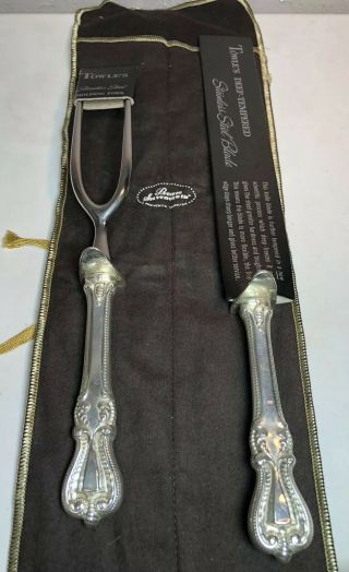Towle Old Colonial Sterling Silver Carving Fork & Knife Set 11” & 13 1/2”